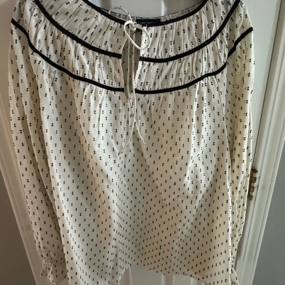 Lane Bryant Cream Blouse with Black Details - Picture 2 of 9